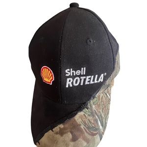 Realtree Shell Gas Rotella hat strap back black and camp new with tags.